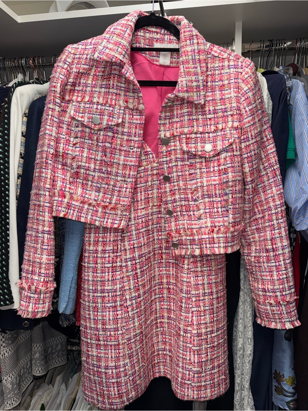 House of Harlow 1960 Pink Tweed Jacket & Dress Set - Picture 10 of 12